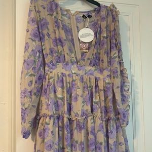 Boho deep v neck dress